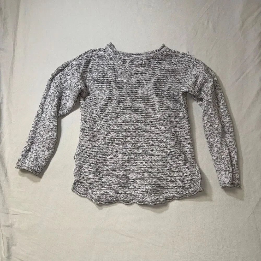 Old Navy Knit Shirt Girl's 10-12 L Grey Top Long Sleeve Heathered Sweater